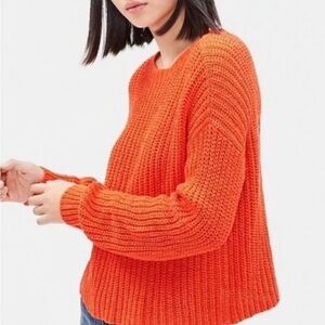 Eileen Fisher Red Orange Shaker Knit Pullover Sweater